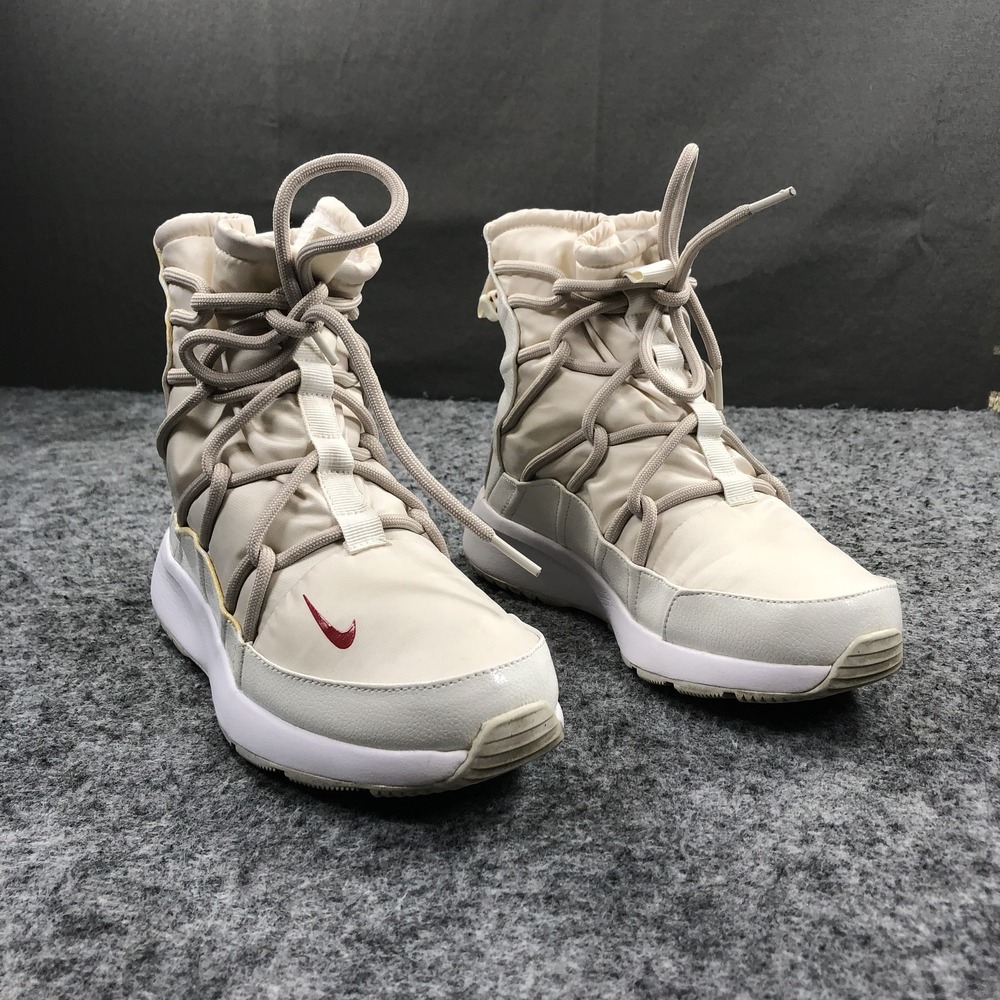 Nike Women's Tanjun Rise High Phantom Shoes Size 8 Color Beige /White/ Red